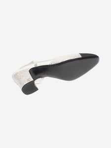 Chanel Silver crystal-embellished slingback pumps - size EU 38.5