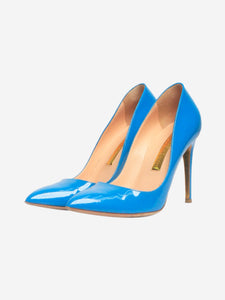 Rupert Sanderson Blue Malory patent leather pointed-toe pumps - size EU 40