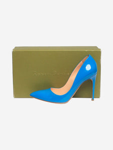 Rupert Sanderson Blue Malory patent leather pointed-toe pumps - size EU 40