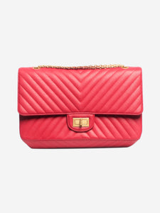 Chanel Pink 2017 Chevron double flap bag