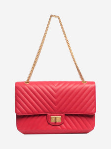 Chanel Pink 2017 Chevron double flap bag