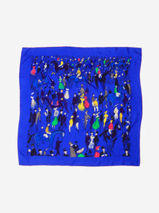 Hermes Blue silk printed scarf