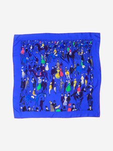 Hermes Blue silk printed scarf