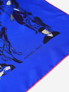 Hermes Blue silk printed scarf