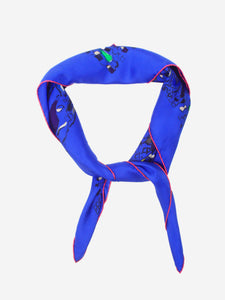 Hermes Blue silk printed scarf