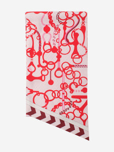 Hermes Red and pink silk printed twilly