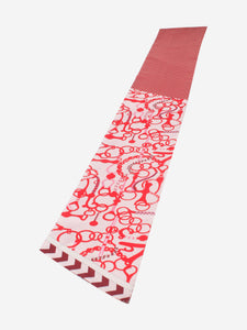 Hermes Red and pink silk printed twilly