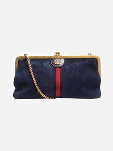 Gucci Dark blue Ophidia suede clutch bag