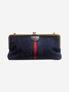 Gucci Dark blue Ophidia suede clutch bag