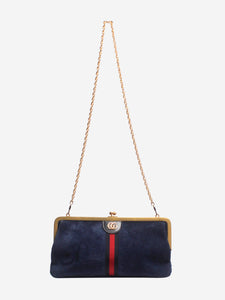 Gucci Dark blue Ophidia suede clutch bag