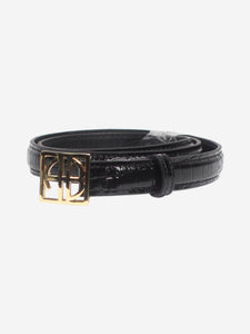 Anine Bing Black croc embossed patent belt