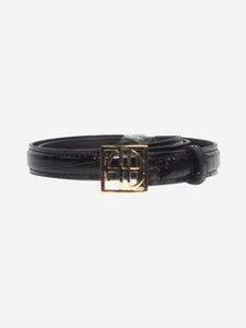 Anine Bing Black croc embossed patent belt