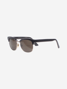 Gucci Black and silver rectangular sunglasses