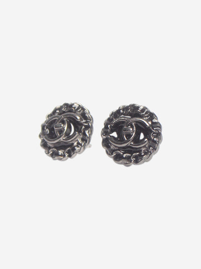 Gunmetal CC chain-detail stud earrings Earrings Chanel 