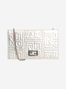 Fendi Silver metallic chain wallet