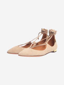 Aquazzura Taupe suede Christy flats - size EU 37