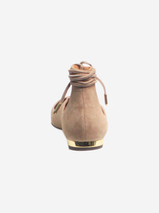 Aquazzura Taupe suede Christy flats - size EU 37