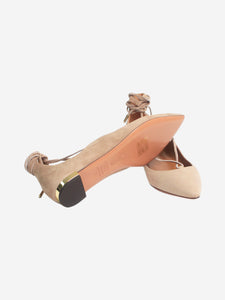 Aquazzura Taupe suede Christy flats - size EU 37