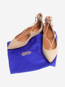 Aquazzura Taupe suede Christy flats - size EU 37