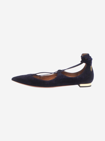 Navy suede Christy flats - size EU 37 Flat Shoes Aquazzura 