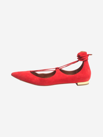 Red suede Christy flats - size EU 37 Flat Shoes Aquazzura 