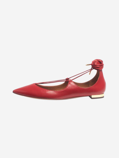 Red leather Christy flats - size EU 37 Flat Shoes Aquazzura 