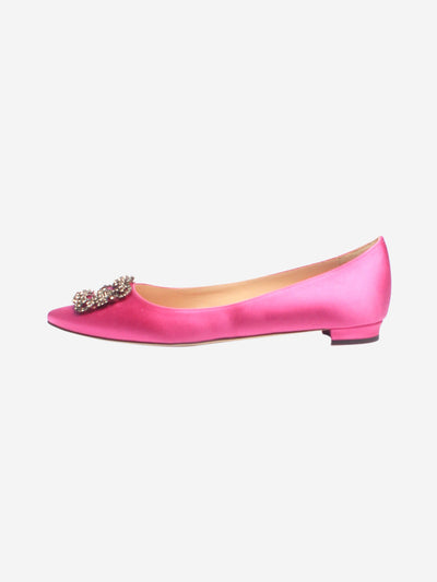 Fuschia Hangisi satin flats - size EU 40 Flat Shoes Manolo Blahnik 