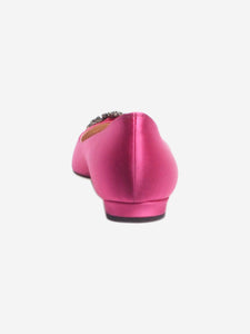 Manolo Blahnik Fuschia Hangisi satin flats - size EU 40