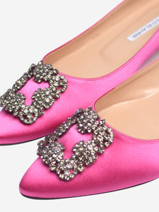 Manolo Blahnik Fuschia Hangisi satin flats - size EU 40