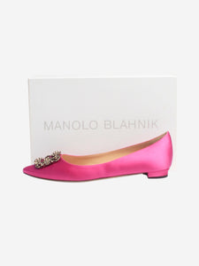 Manolo Blahnik Fuschia Hangisi satin flats - size EU 40