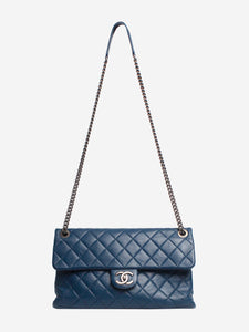 Chanel Blue 2014 large lambskin quilted Classic Single Flap bag