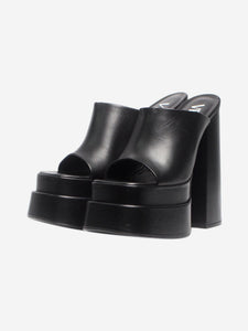 Versace Black leather peep-toe platform mules - size EU 37.5