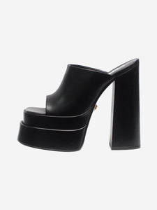 Versace Black leather peep-toe platform mules - size EU 37.5