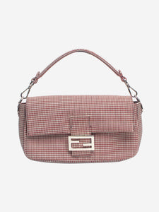 Fendi Red houndstooth Baguette shoulder bag