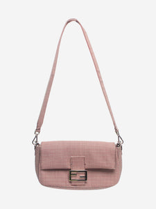 Fendi Red houndstooth Baguette shoulder bag
