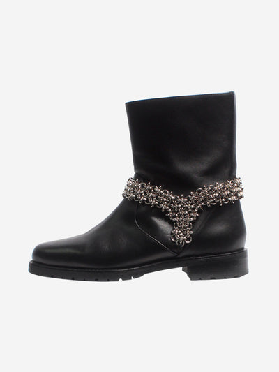 Black chainmail flat ankle boots - size EU 36.5 Boots Manolo Blahnik 