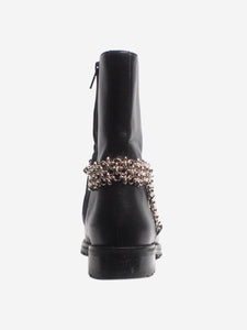 Manolo Blahnik Black chainmail flat ankle boots - size EU 36.5