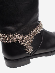 Manolo Blahnik Black chainmail flat ankle boots - size EU 36.5