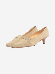 Manolo Blahnik Neutral suede embroidered pumps - size EU 38