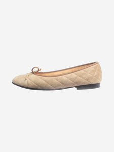 Chanel Taupe suede quilted ballet flats - size EU 38