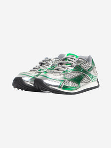 Bottega Veneta Silver and green metallic Orbit sneakers - size EU 38
