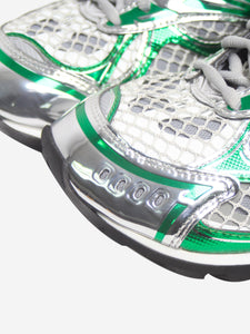 Bottega Veneta Silver and green metallic Orbit sneakers - size EU 38