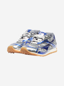 Bottega Veneta Silver and blue metallic Orbit sneakers - size EU 38
