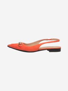 Gucci Orange monogram horsebit slingback heels - size UK 4.5