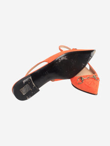 Gucci Orange monogram horsebit slingback heels - size UK 4.5