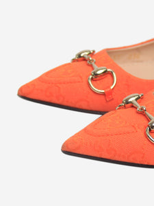 Gucci Orange monogram horsebit slingback heels - size UK 4.5