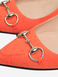 Gucci Orange monogram horsebit slingback heels - size UK 4.5