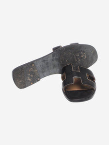 Hermes Black Oran sandals - size EU 35 (UK 2)