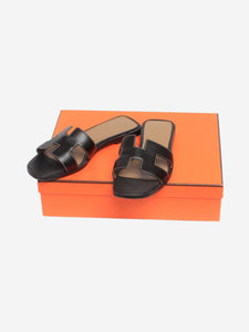 Hermes Black Oran sandals - size EU 35 (UK 2)