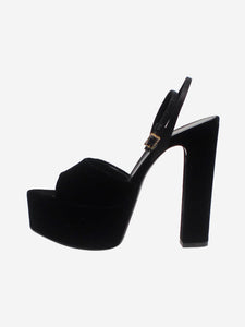 Saint Laurent Black La Scandale velvet peep-toe platform sandals - size EU 37.5